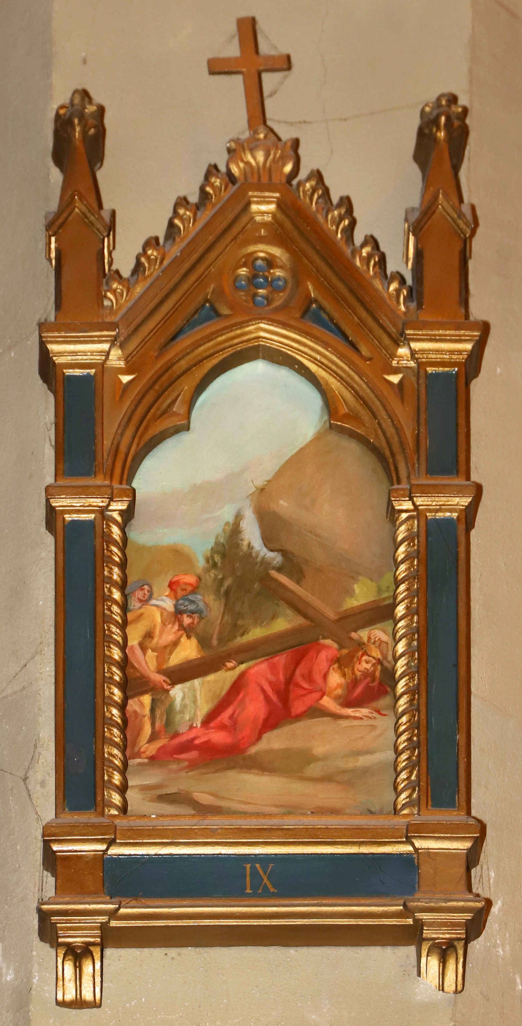 Via Crucis, 1927, stazione 9 Gesù cade per la terza volta - Chiesa dei sette santi, Firenze